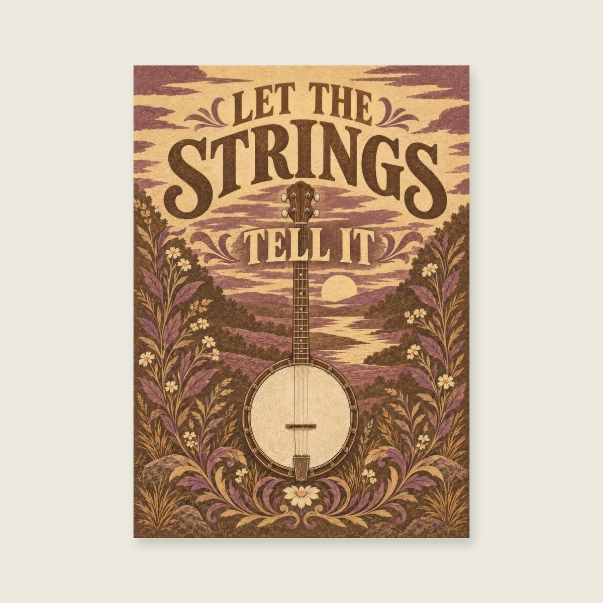Let The Strings Tell It — Detailed original illustrative print music art print