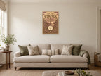 Let The Strings Tell It — A2 artwork shown in a room with a natural wood frame; select a framed finish to include a frame