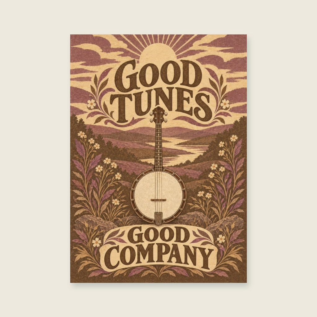 Good Tunes Good Company — Detailed original illustrative print music art print