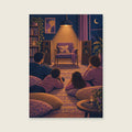 Two speakers — Atmospheric domestic illustration music art print