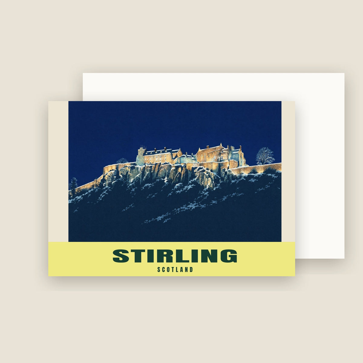 Stirling Castle winter Christmas card with its envelope