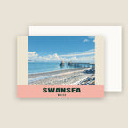 Mumbles Pier, Swansea winter Christmas card with its envelope