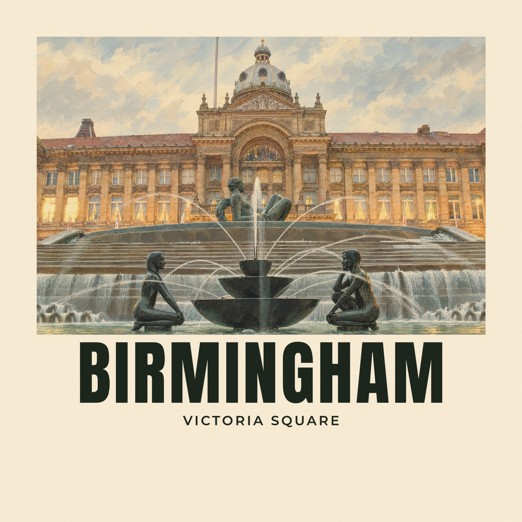 The printed design on the Victoria Square, Birmingham tote, close up