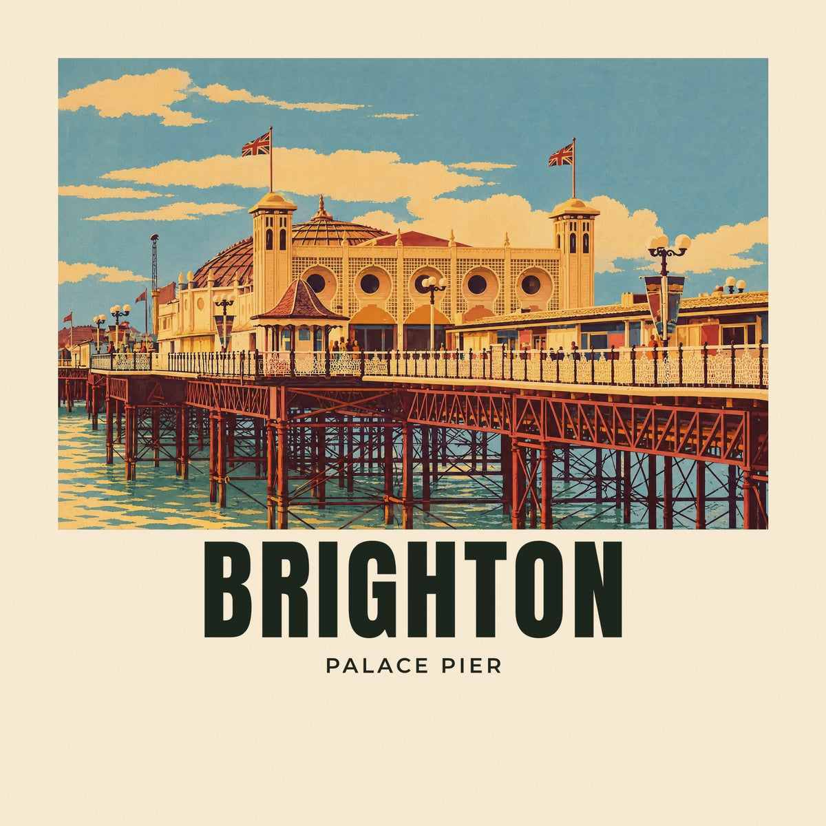 The printed design on the Palace Pier, Brighton tote, close up
