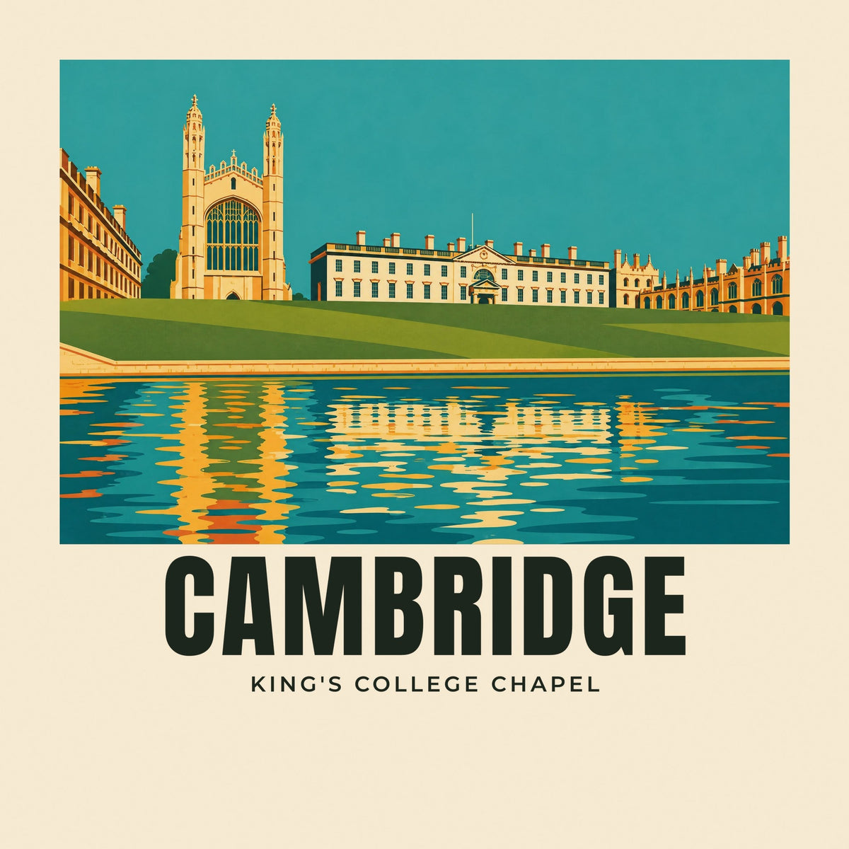 The printed design on the King's College Chapel, Cambridge tote, close up