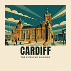 The printed design on the The Pierhead Building, Cardiff tote, close up