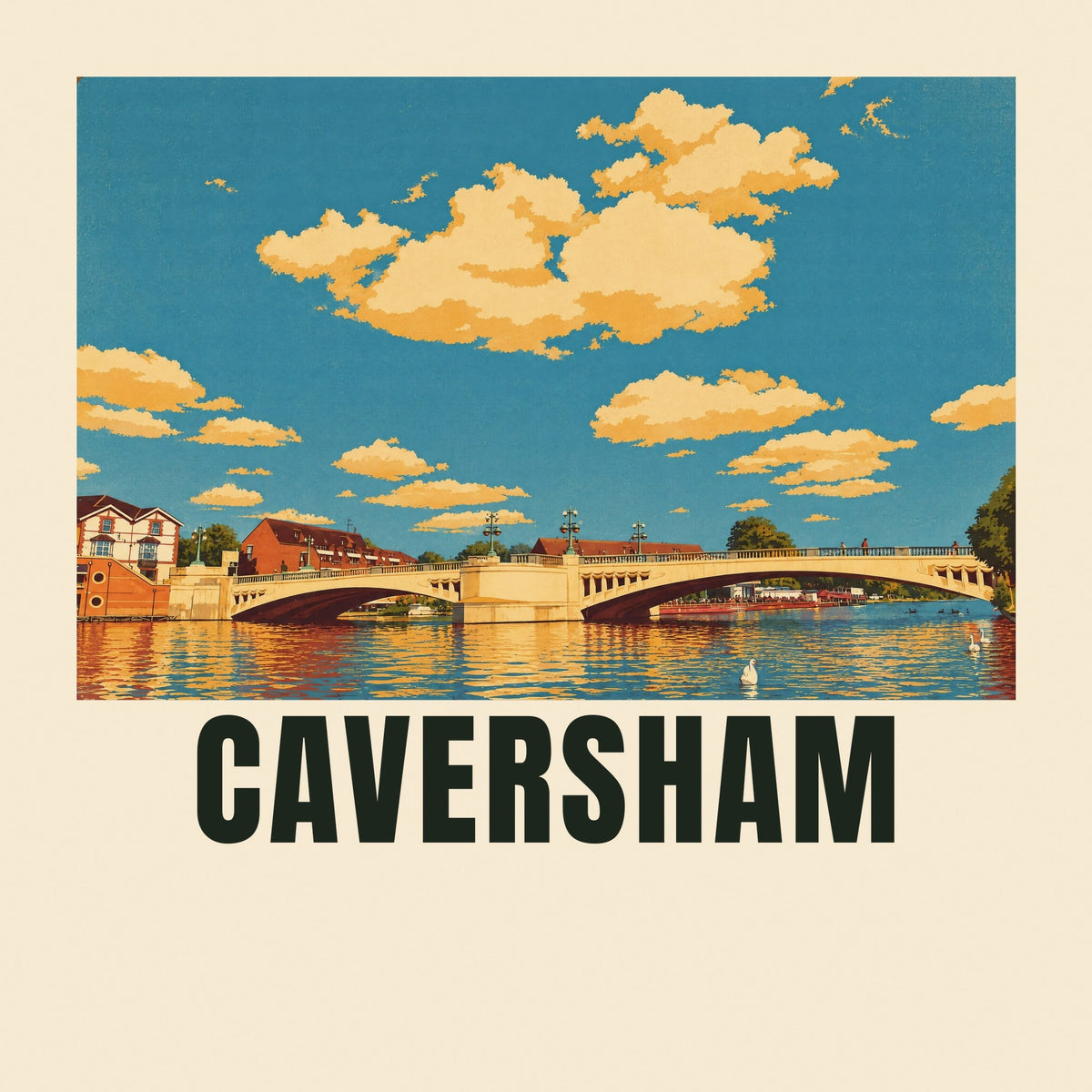 The printed design on the Caversham tote, close up