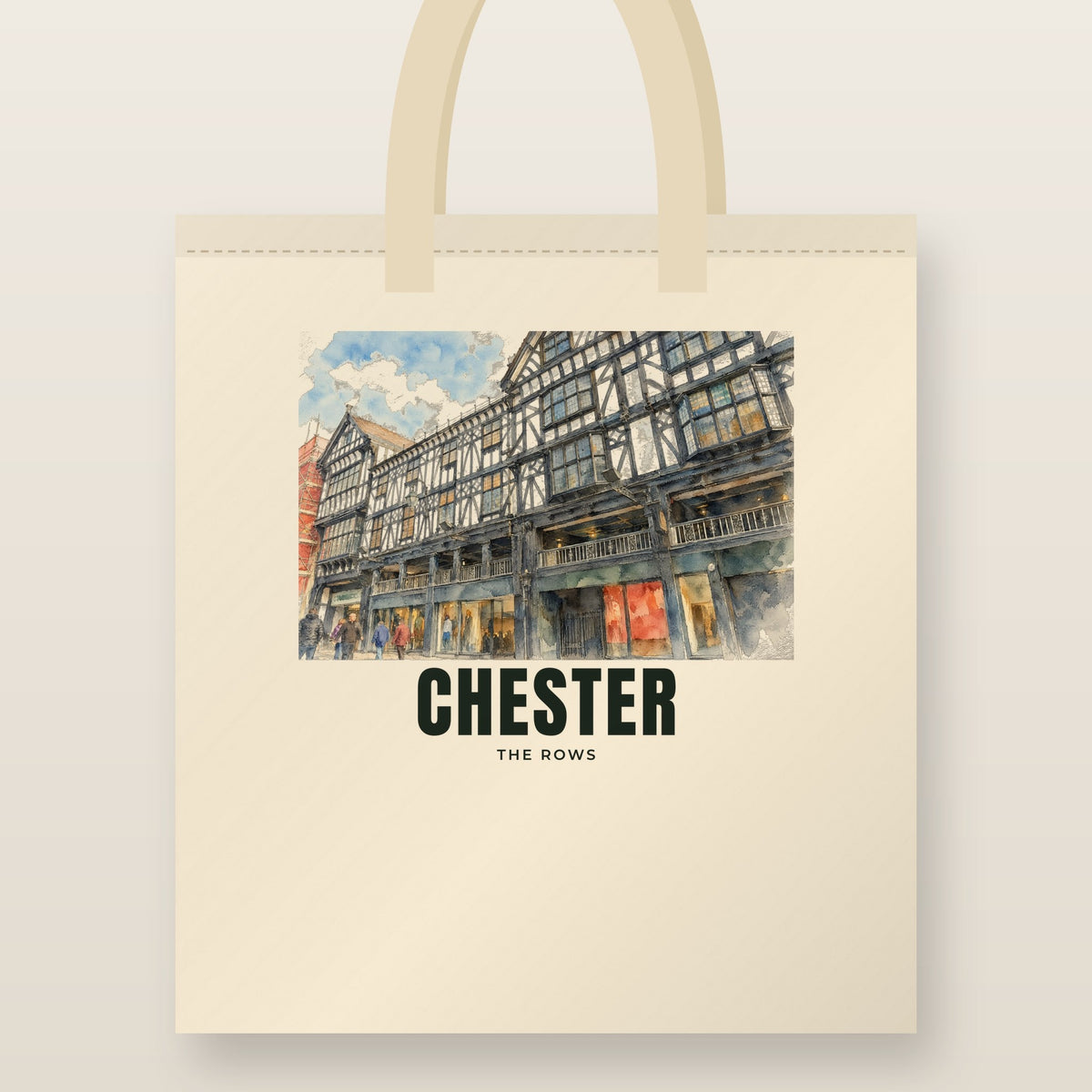 The Rows, Chester Tote Bag: natural cotton tote printed with our drawing of The Rows and the name CHESTER
