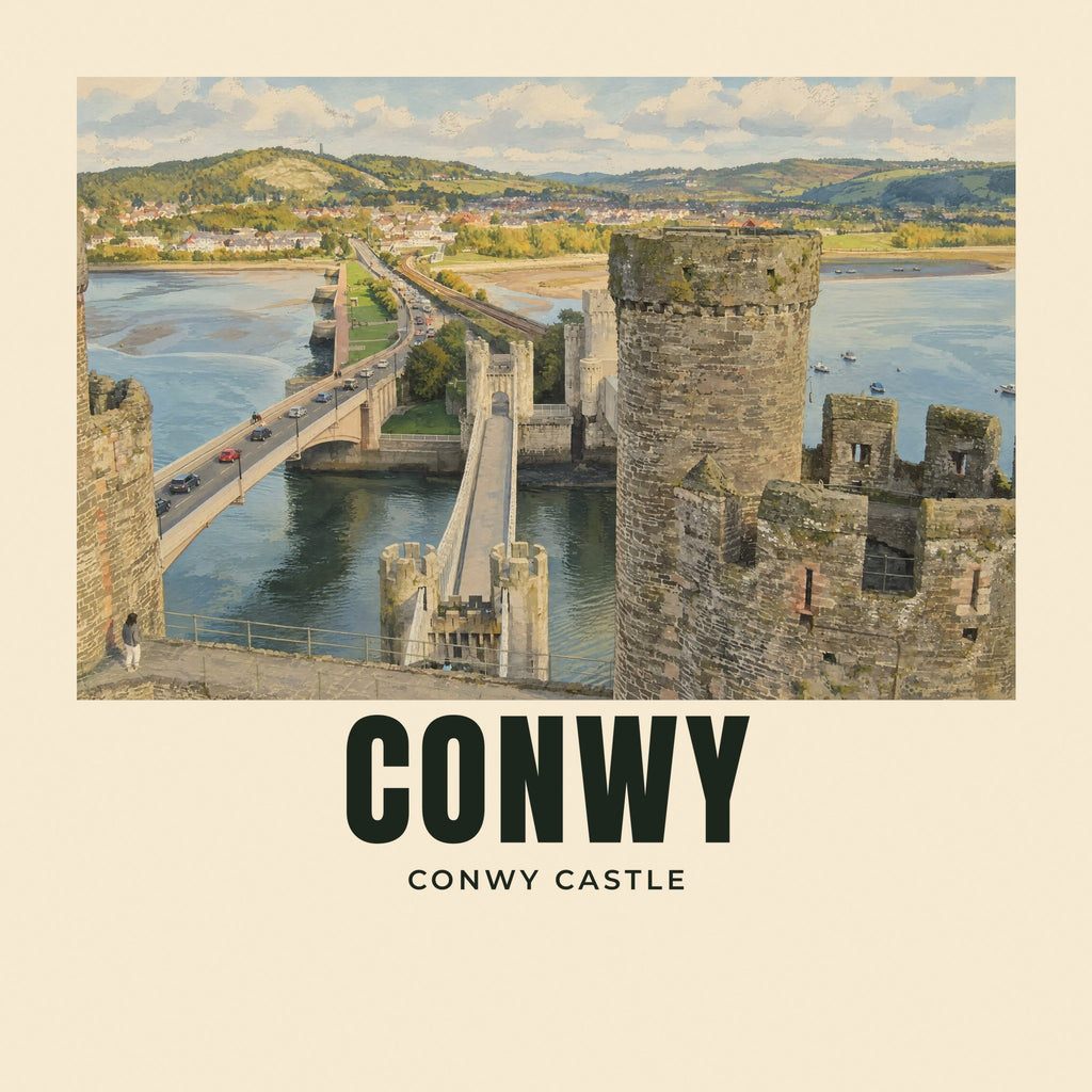The printed design on the Conwy Castle tote, close up
