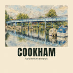 The printed design on the Cookham Bridge tote, close up