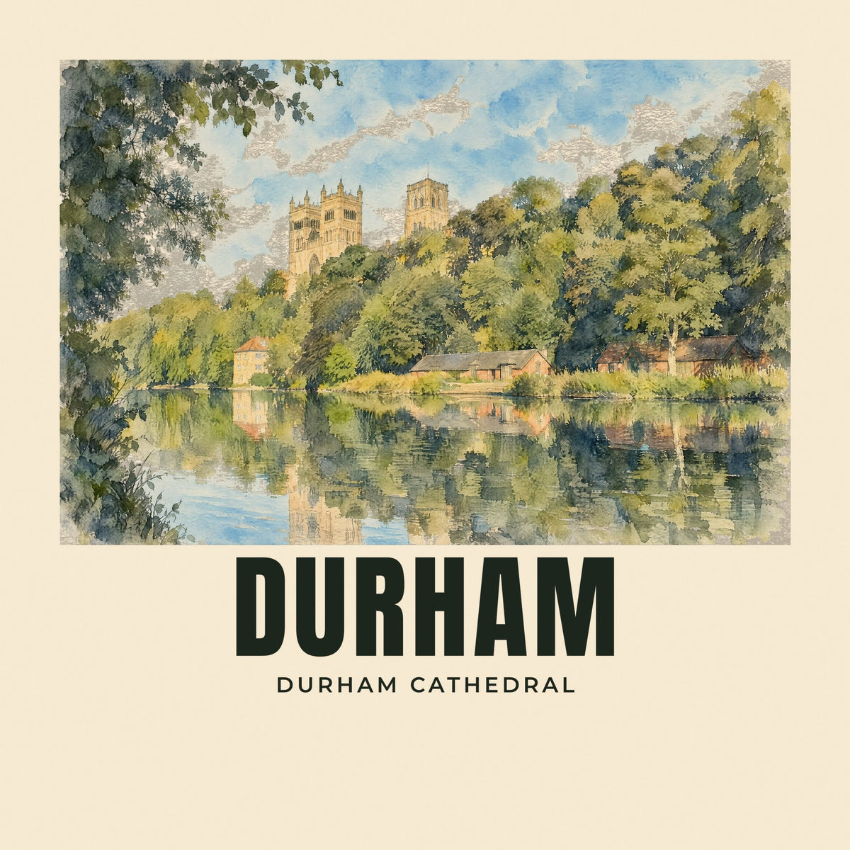 The printed design on the Durham Cathedral tote, close up