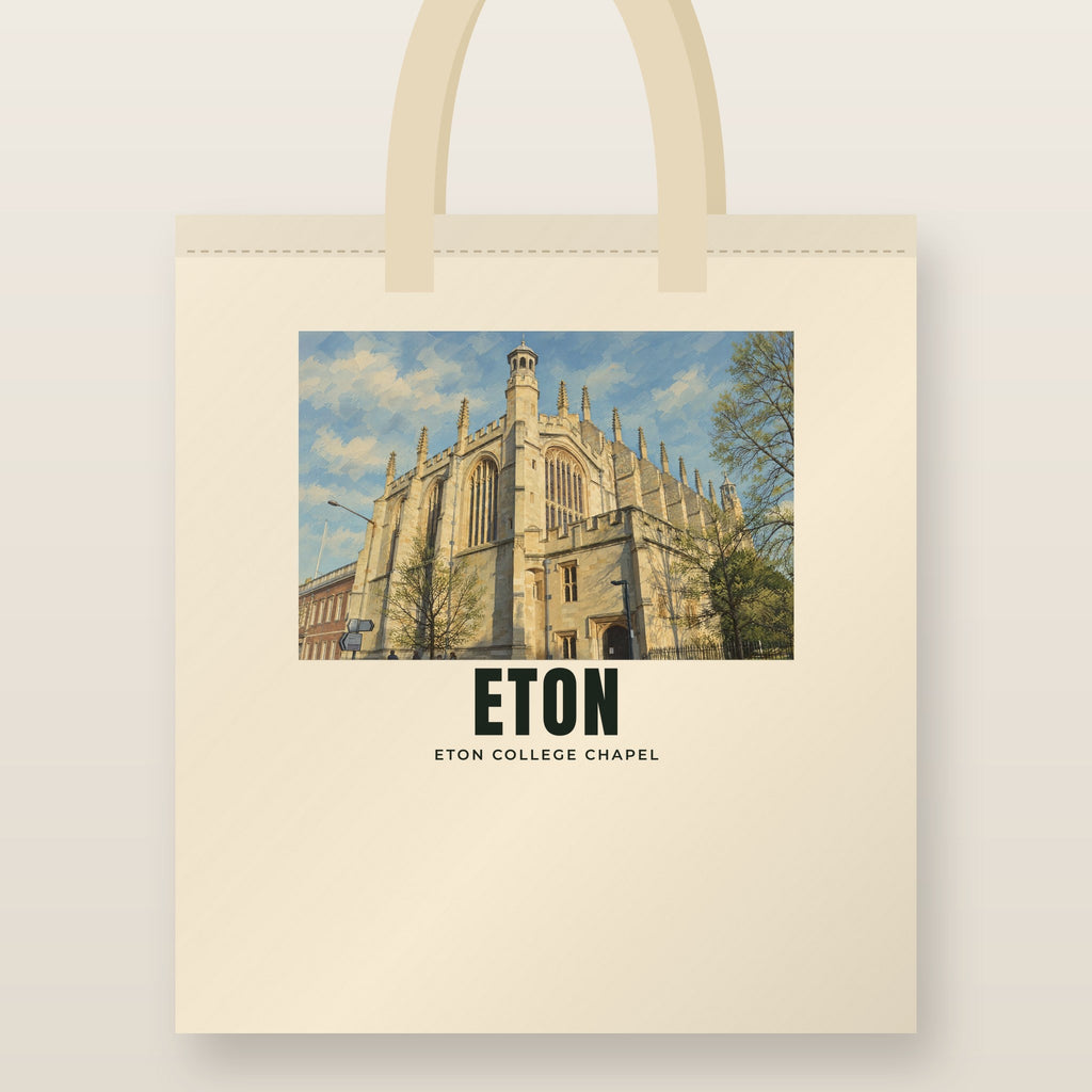 Eton College Chapel Tote Bag: natural cotton tote printed with our drawing of Eton College Chapel and the name ETON