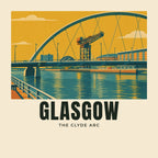 The printed design on the The Clyde Arc, Glasgow tote, close up