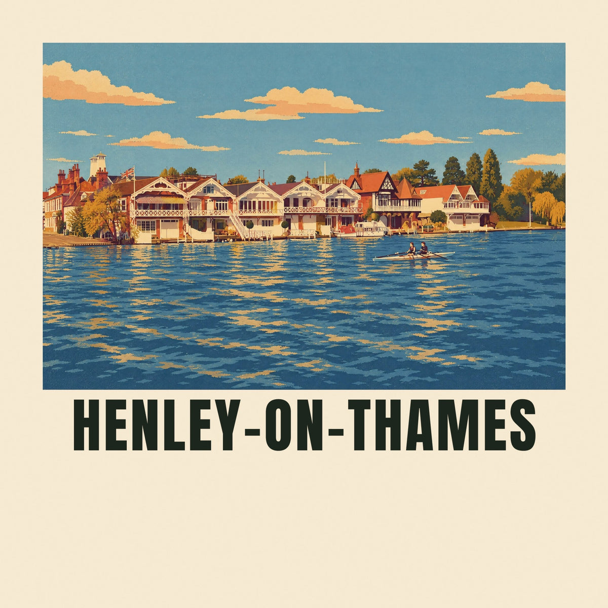 The printed design on the Henley-on-Thames tote, close up