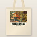 Boulter's Lock, Maidenhead Tote Bag: natural cotton tote printed with our drawing of Boulter's Lock and the name MAIDENHEAD