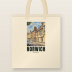 Elm Hill, Norwich Tote Bag: natural cotton tote printed with our drawing of Elm Hill and the name NORWICH