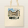 Nottingham Castle Tote Bag: natural cotton tote printed with our drawing of Nottingham Castle and the name NOTTINGHAM