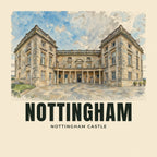 The printed design on the Nottingham Castle tote, close up
