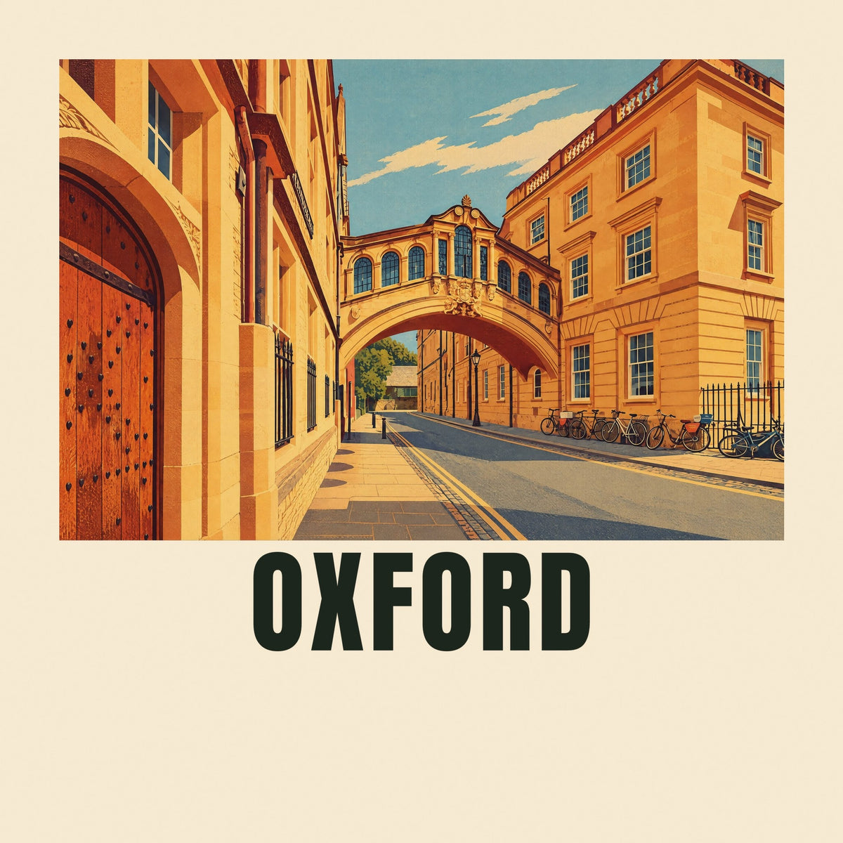 The printed design on the Oxford tote, close up
