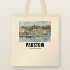 Padstow Harbour Tote Bag: natural cotton tote printed with our drawing of Padstow Harbour and the name PADSTOW