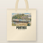 Portree Harbour Tote Bag: natural cotton tote printed with our drawing of Portree Harbour and the name PORTREE