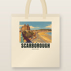 South Bay, Scarborough Tote Bag: natural cotton tote printed with our drawing of South Bay and the name SCARBOROUGH