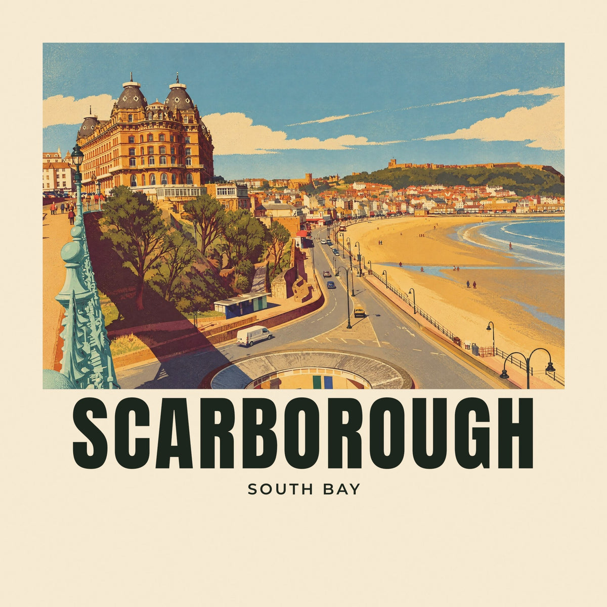 The printed design on the South Bay, Scarborough tote, close up