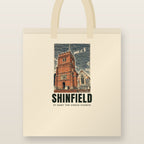 St Mary the Virgin Church, Shinfield Tote Bag: natural cotton tote printed with our drawing of St Mary the Virgin Church and the name SHINFIELD