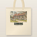 St Andrew's Church, Sonning Tote Bag: natural cotton tote printed with our drawing of St Andrew's Church and the name SONNING