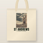St Andrews Cathedral Tote Bag: natural cotton tote printed with our drawing of St Andrews Cathedral and the name ST ANDREWS