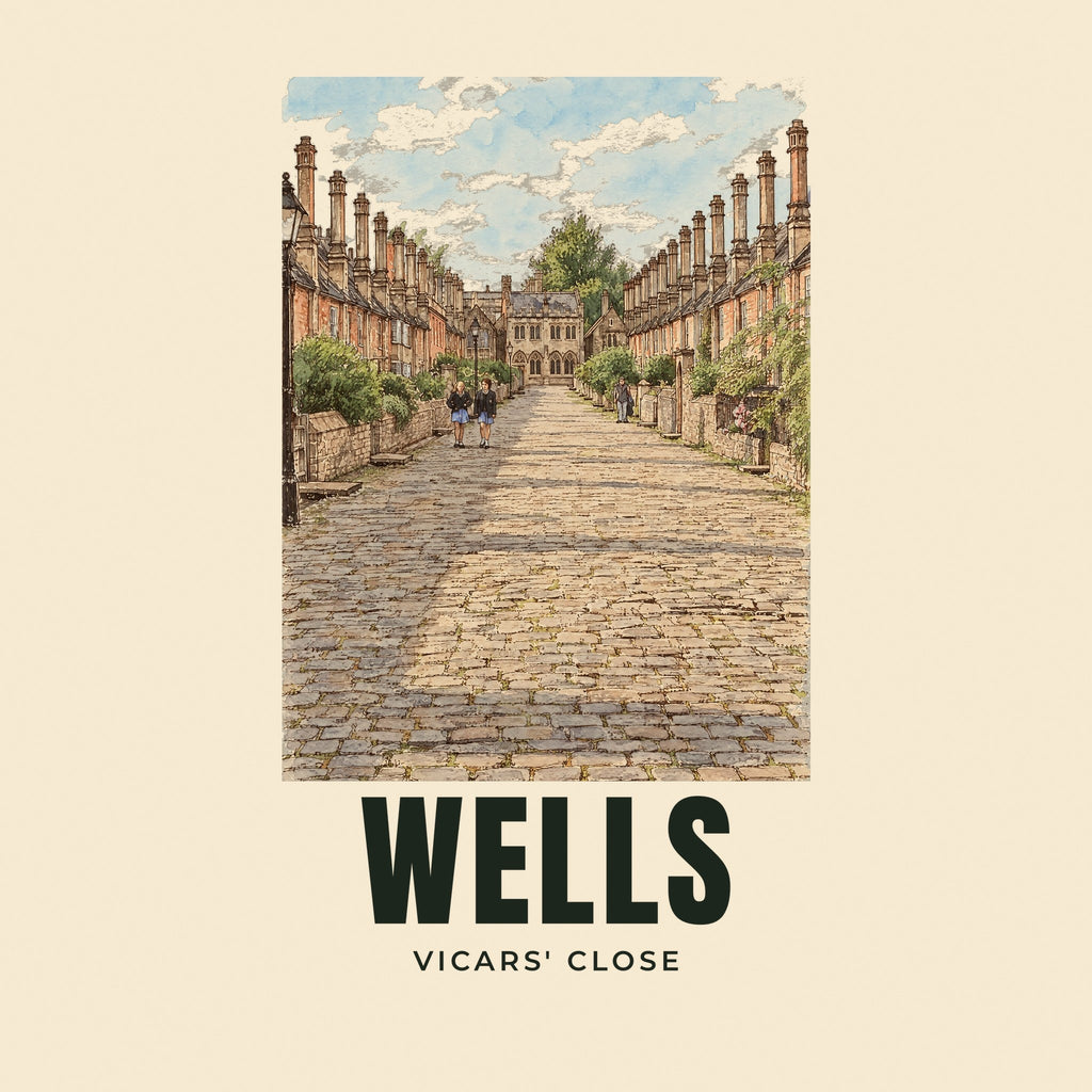 The printed design on the Vicars' Close, Wells tote, close up