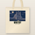 Whitby Abbey Tote Bag: natural cotton tote printed with our drawing of Whitby Abbey and the name WHITBY