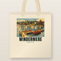Bowness Bay, Windermere Tote Bag: natural cotton tote printed with our drawing of Bowness Bay and the name WINDERMERE