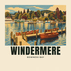 The printed design on the Bowness Bay, Windermere tote, close up