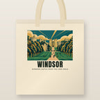 Windsor Castle from the Long Walk Tote Bag: natural cotton tote printed with our drawing of Windsor Castle from the Long Walk and the name WINDSOR
