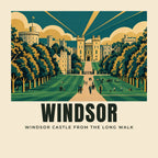 The printed design on the Windsor Castle from the Long Walk tote, close up