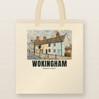 Broad Street, Wokingham Tote Bag: natural cotton tote printed with our drawing of Broad Street and the name WOKINGHAM