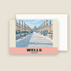 Vicars' Close, Wells winter Christmas card with its envelope