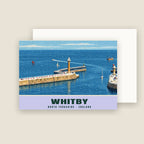 Whitby Harbour winter Christmas card with its envelope