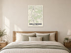 Hollywood Street Map Poster at A1, as a poster, above a bed