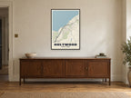 Holywood Street Map Poster at A1, in a black frame, above a sideboard