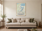 Hondarribia Street Map Poster at A1, in a natural wood frame, in a sitting room