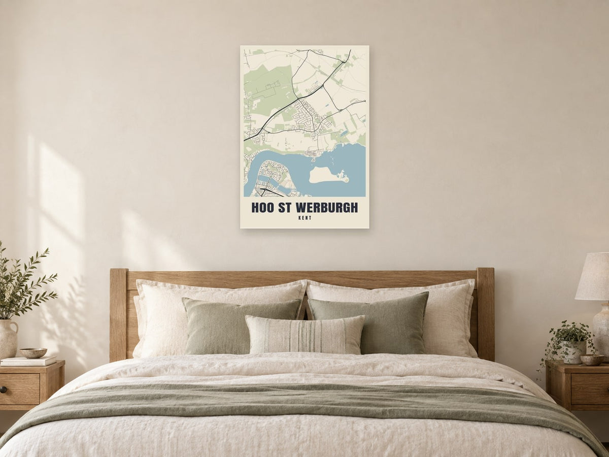 Hoo St Werburgh Street Map Poster at A1, as a poster, above a bed