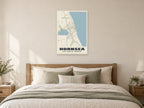 Hornsea Street Map Poster at A1, as a poster, above a bed