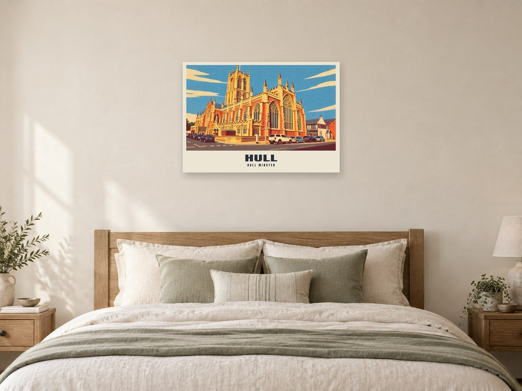 Hull Minster Poster at A1, as a poster, above a bed