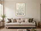 Ifield Street Map Poster at A1, in a natural wood frame, in a sitting room