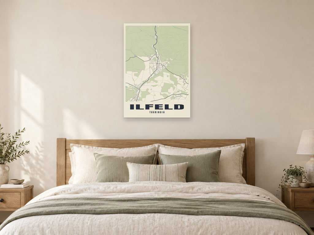Ilfeld Street Map Poster at A1, as a poster, above a bed