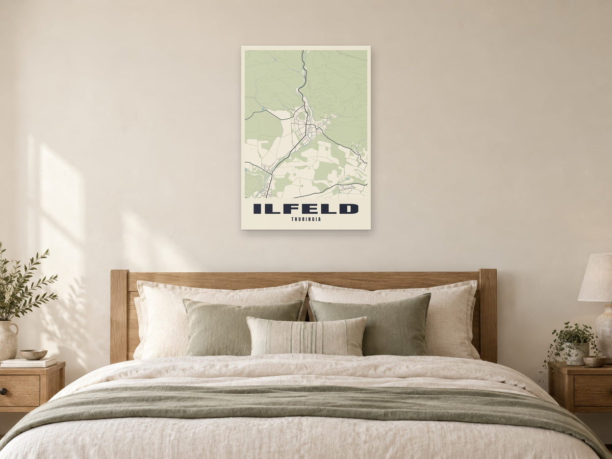 Ilfeld Street Map Poster at A1, as a poster, above a bed
