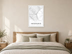 Inverurie Town Centre Street Map Poster at A1, as a poster, above a bed