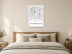 Kennington Street Map Poster at A1, as a poster, above a bed
